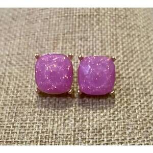 NEW SOPHIA COLLECTION women's square faceted gem stud earrings in lavender